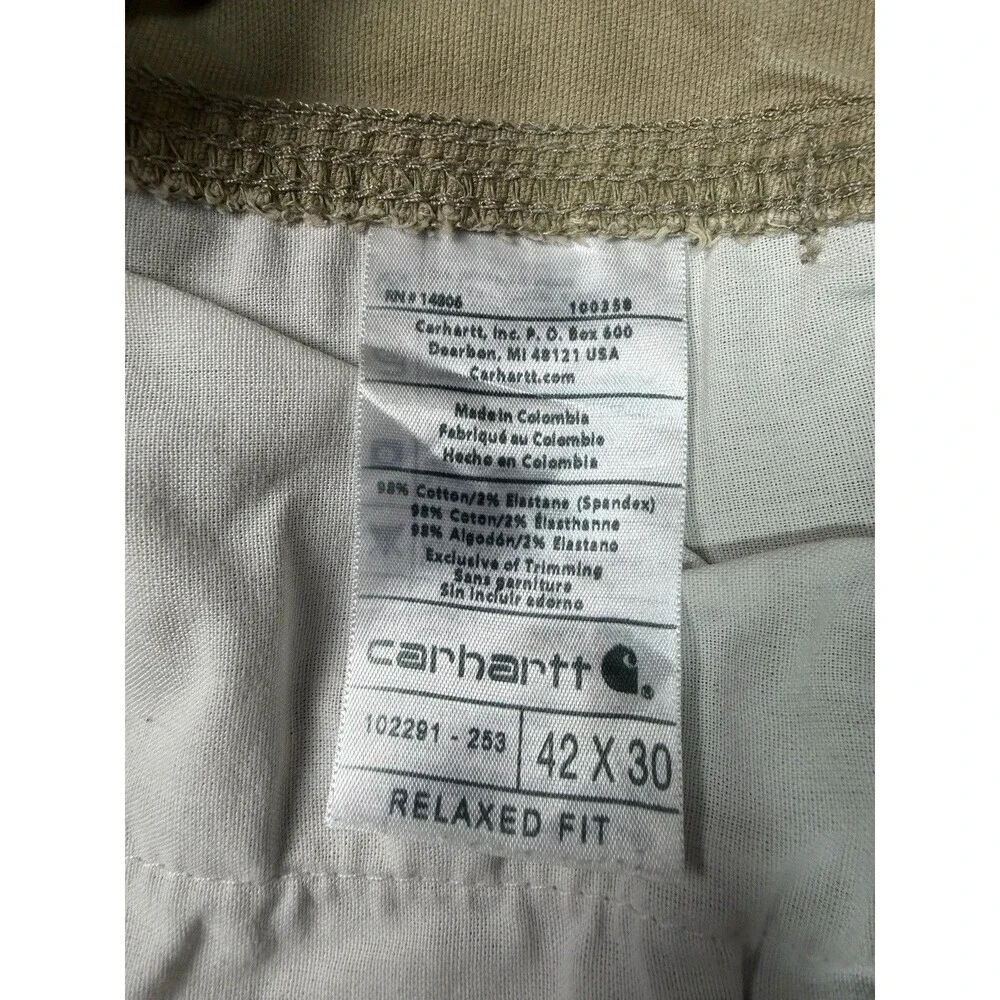 Carhartt Pants Mens Tag 42x30 (41x30) Canvas Relaxed Fit Straight Leg Workwear